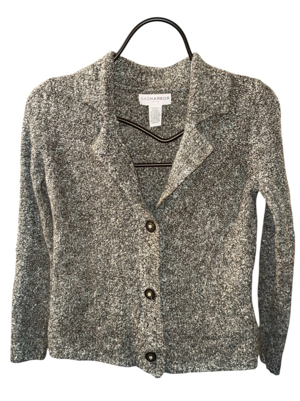 Sag Harbor Gray Textured Button-Front Cardigan